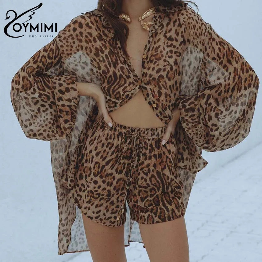 leopard set shorts shirt
