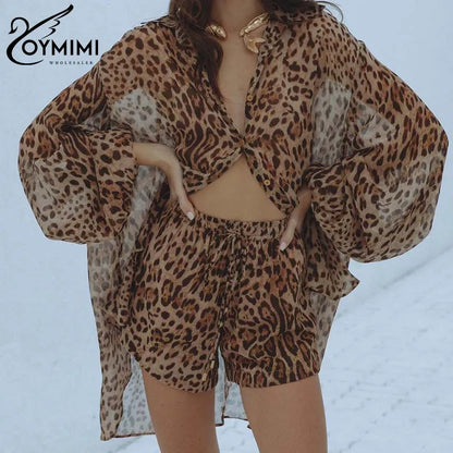 leopard set shorts shirt