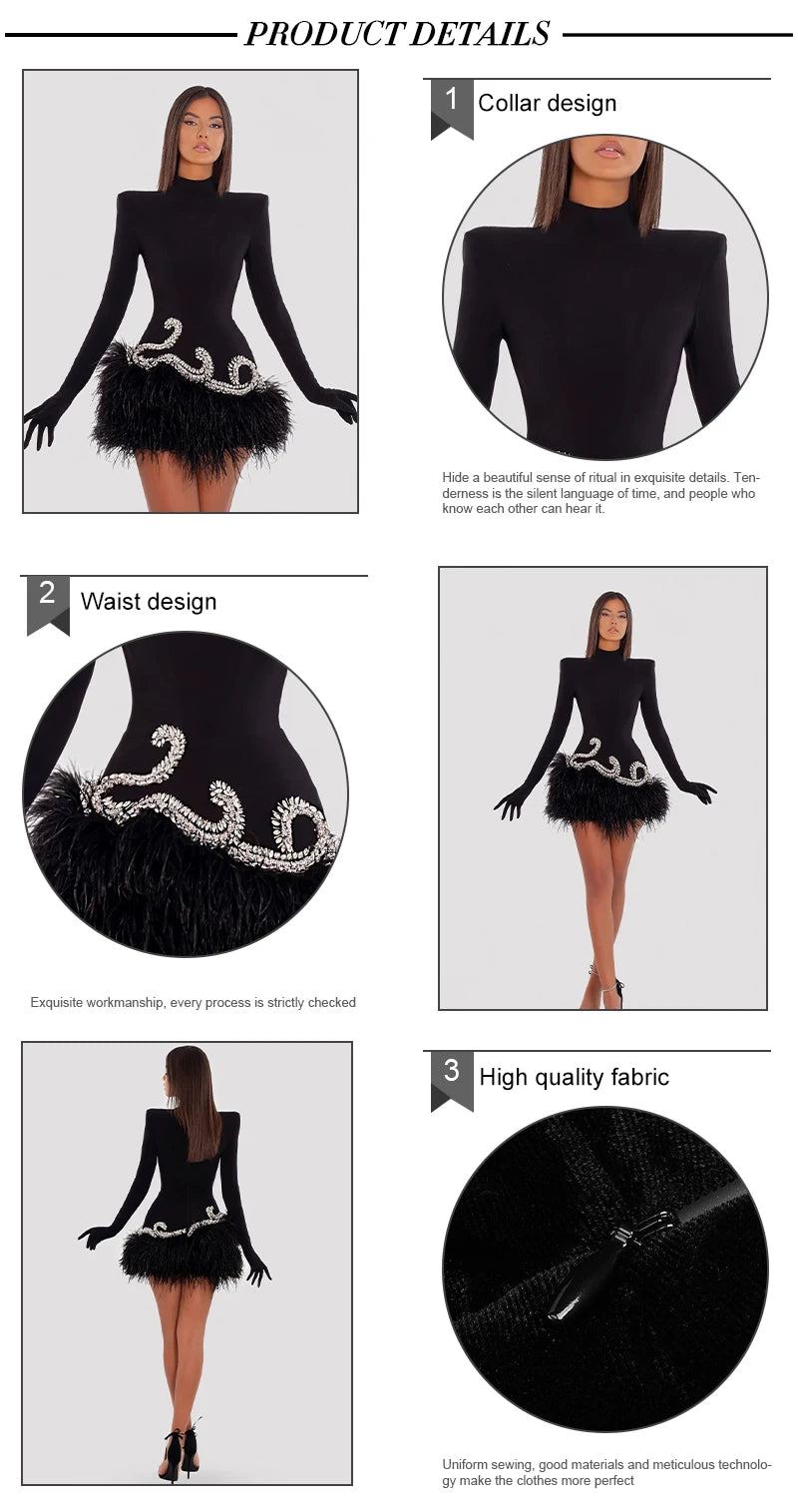 Velvet Mini Feather Dress Premium Collection Party