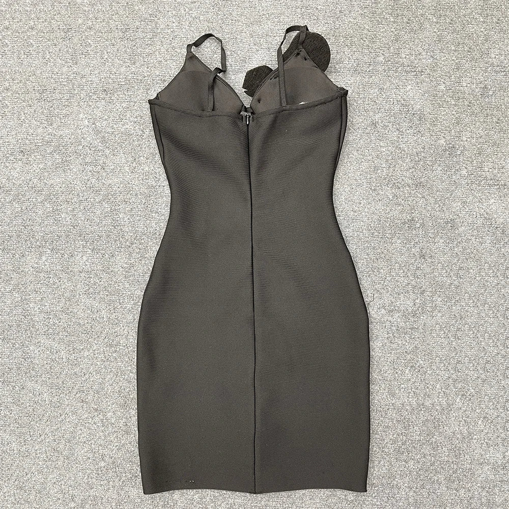 Beading Spaghetti Strap Bandages Dress Sexy Summer Clothes Evening Party Club Bodycon Mini Dress