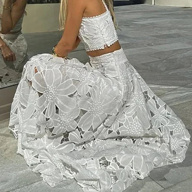 White Boho Skirt Set