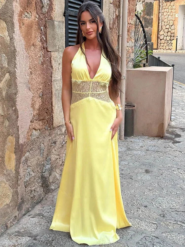 Summer Backless Halter Princess Dress