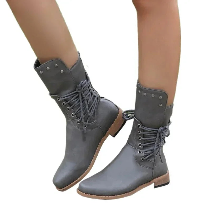 Boots Mid-Calf Fashion Rivet Knight Boots British German