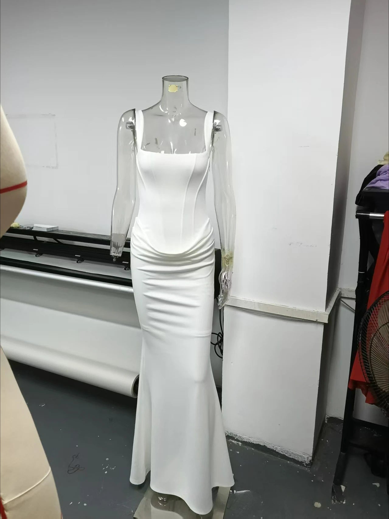 Suninheart White Women's Maxi Dress Elegat Lace Up Dress Slim Formal Wedding Guest Party Dress - Shellss