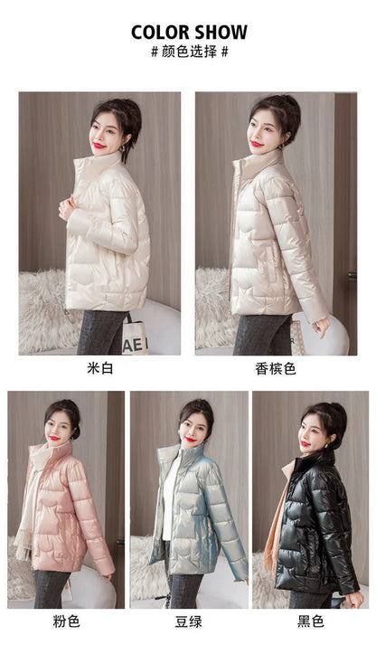 Women's Short Solid color Sustans Down Padded Jacket Women's Slim Fit And Fashion Padded Jacket Solid Color Winter Parka Pink