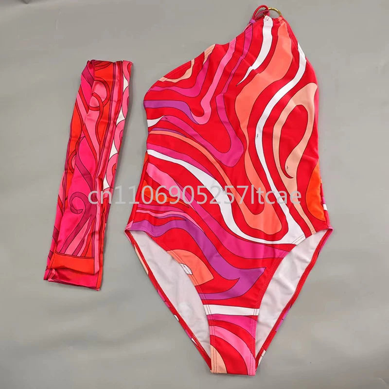 Luxury Design Pink Scarf Swimsuits