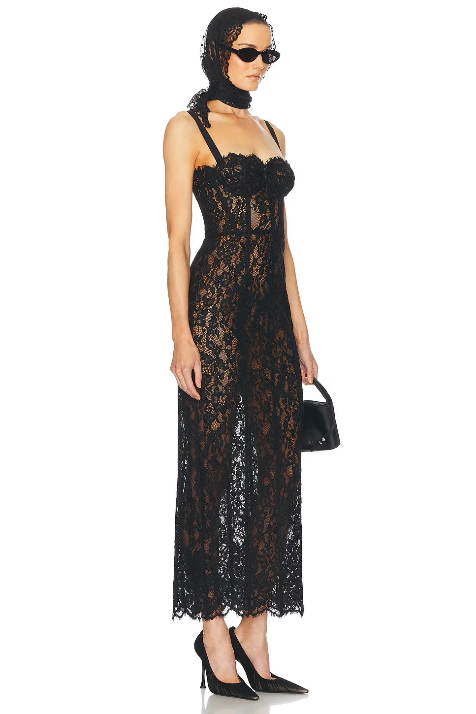 2025 Sexy See Through Lace Spaghetti Sleeveless Bodycon Long Dress Elegant Woman Party Vestido Celebrity Evening Party Outfit - Shellss