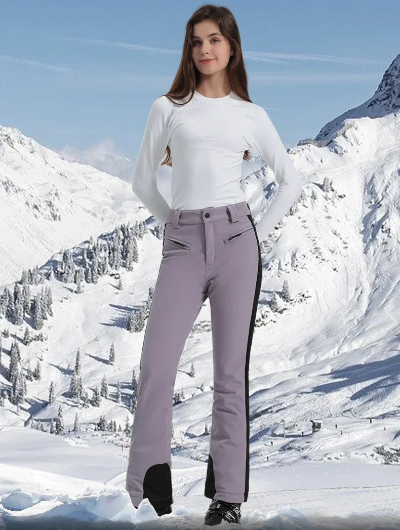 Female High Elasticity Skiing Pants New Winter Sweat Pants Mountain Waterproof Warm Ski Trouser Women Slim Snow Overalls Clothes