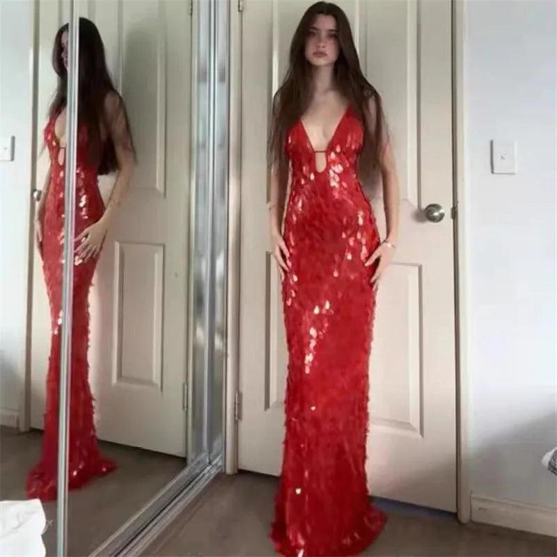 Glitter Sequins Backless Party