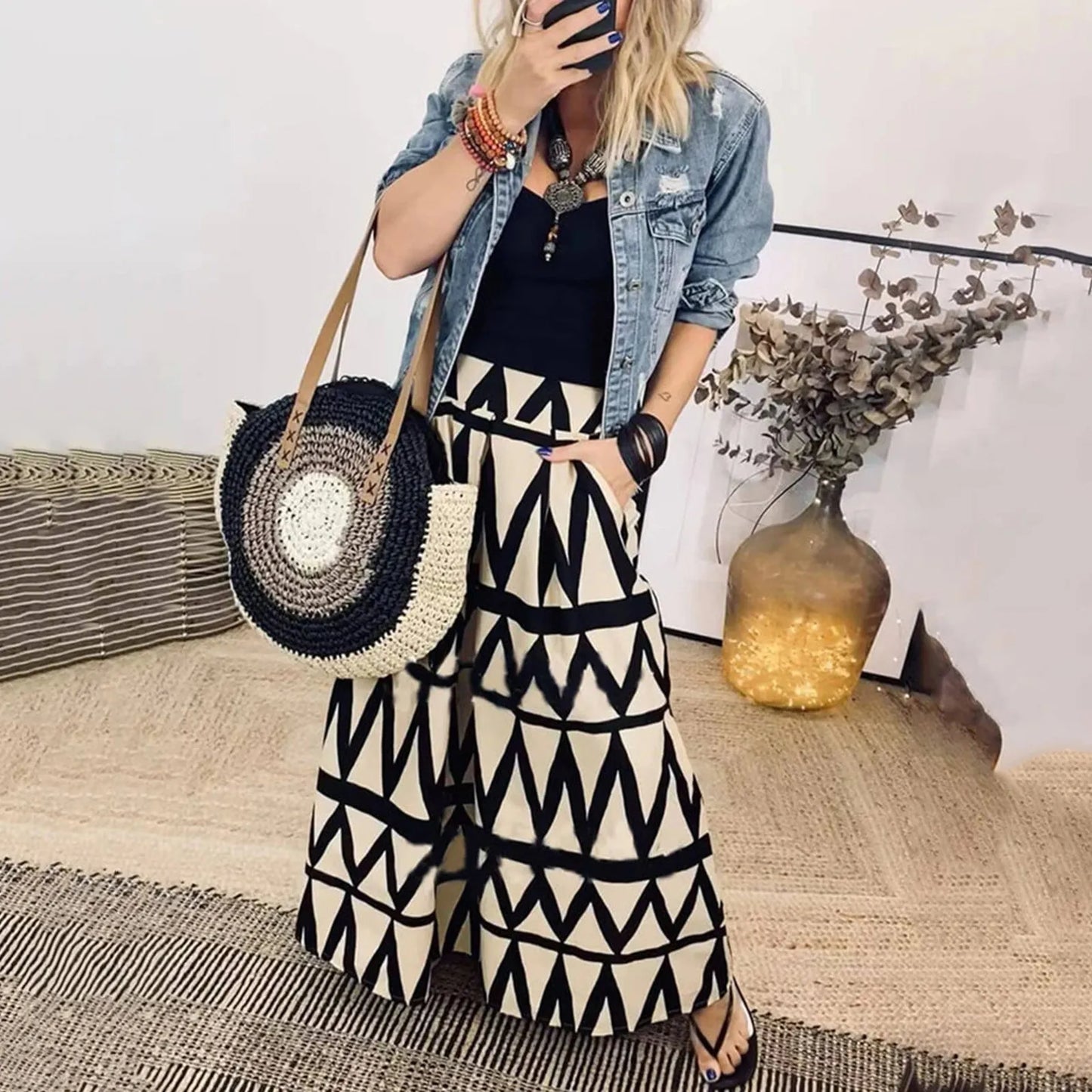 Brunch Day Geometric Wide leg