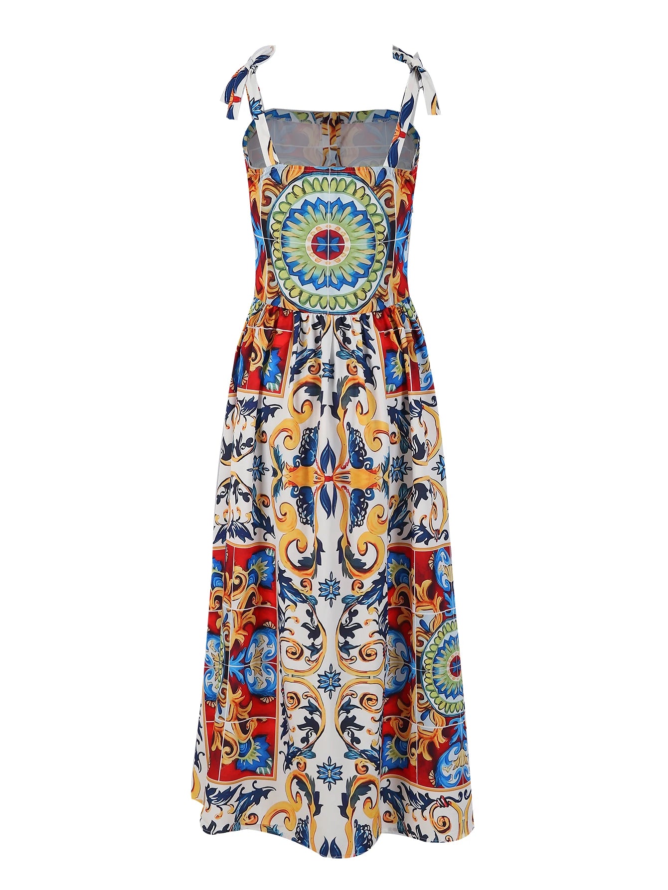 A line Bandage Print  Long Dress