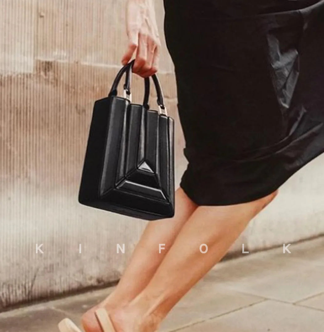 Luxury leather bag colorful Tote