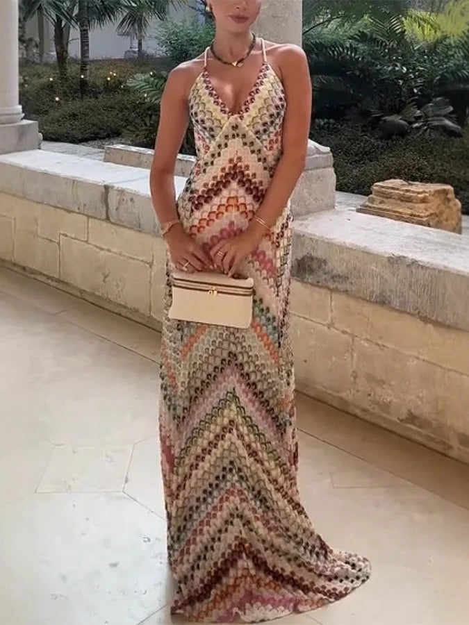 Missoni vibes halter neck dress zig zag