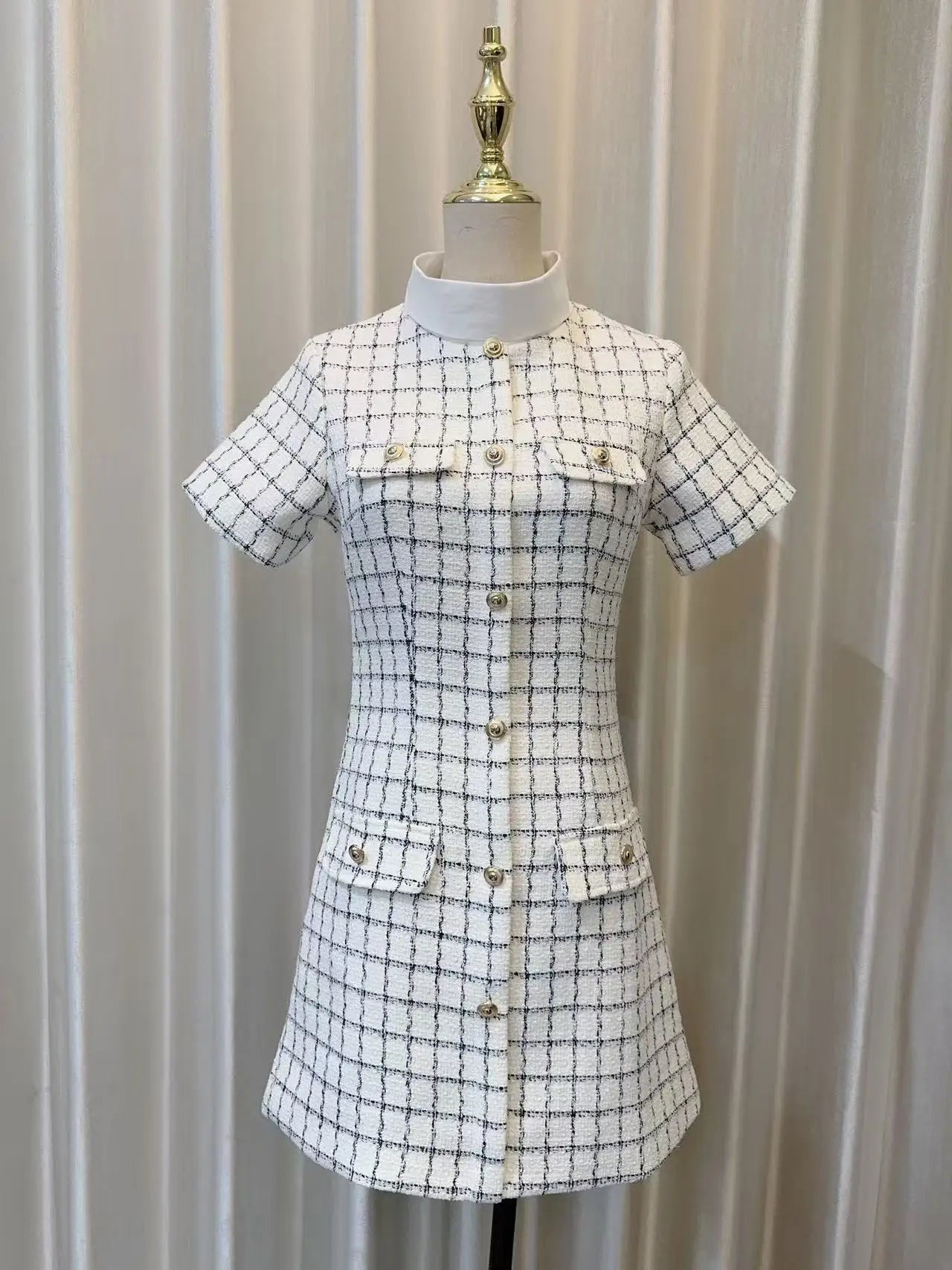 Self Portrait Vibes Check Buttoned Mini clio