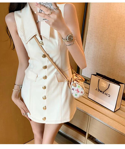 Elegant Button Mini Dress