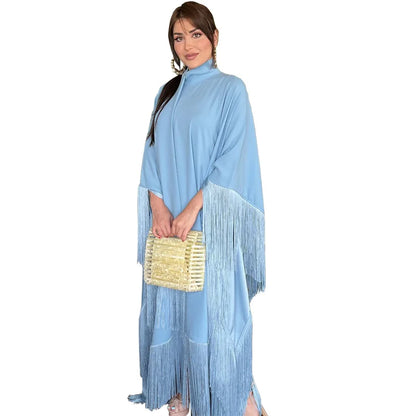 RAmadan Silk Tassel Dress Morocco Kaftan Jalabiya