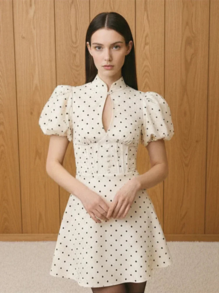 Retro Polka Dot Mini A-line Dress