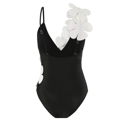 White Flower Swimsuit and Sarong