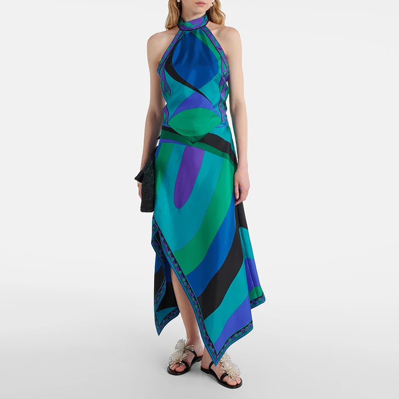 Satin Asymmetrical Skirt Set