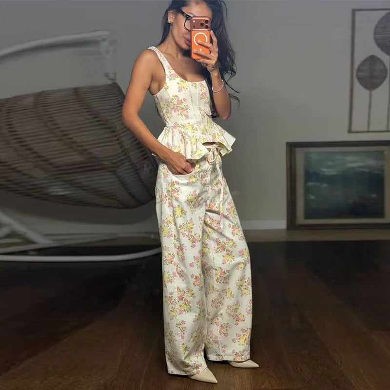 Elegant Printed Vest Trouser