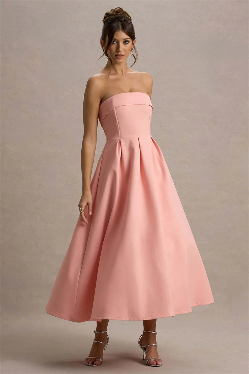 Strapless Midi Dress A-Line - Shellss