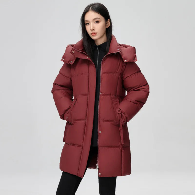 Winter Women Jacket Mid Long Hooded