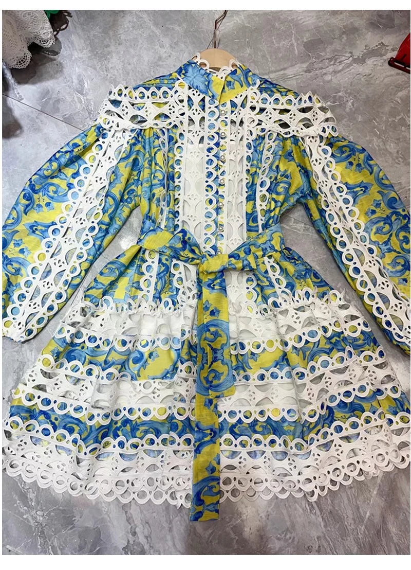 Retro palace wind crochet Lantern sleeve