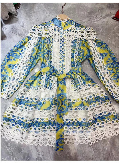 Retro palace wind crochet Lantern sleeve