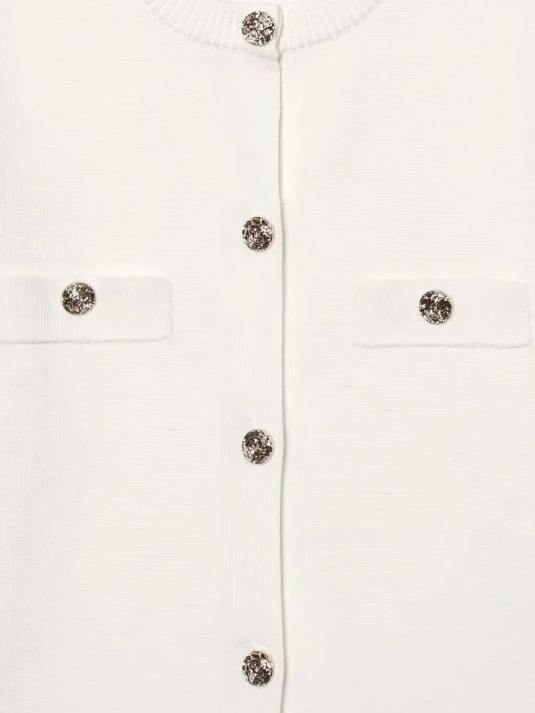 Knitwear Button Ladies Short Sleeve