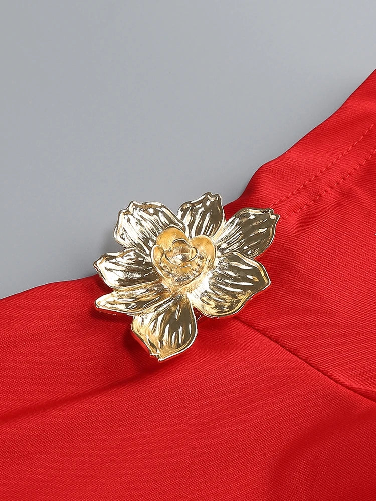 Metal Flower Skirt Two Piece Set