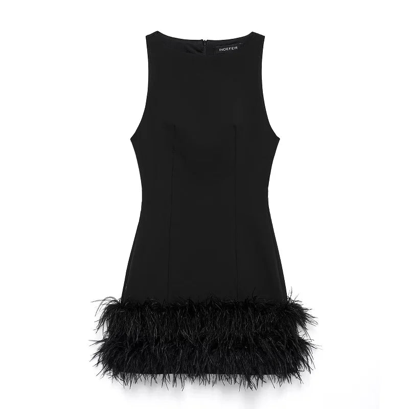 Feather Mini Dress - Shellss