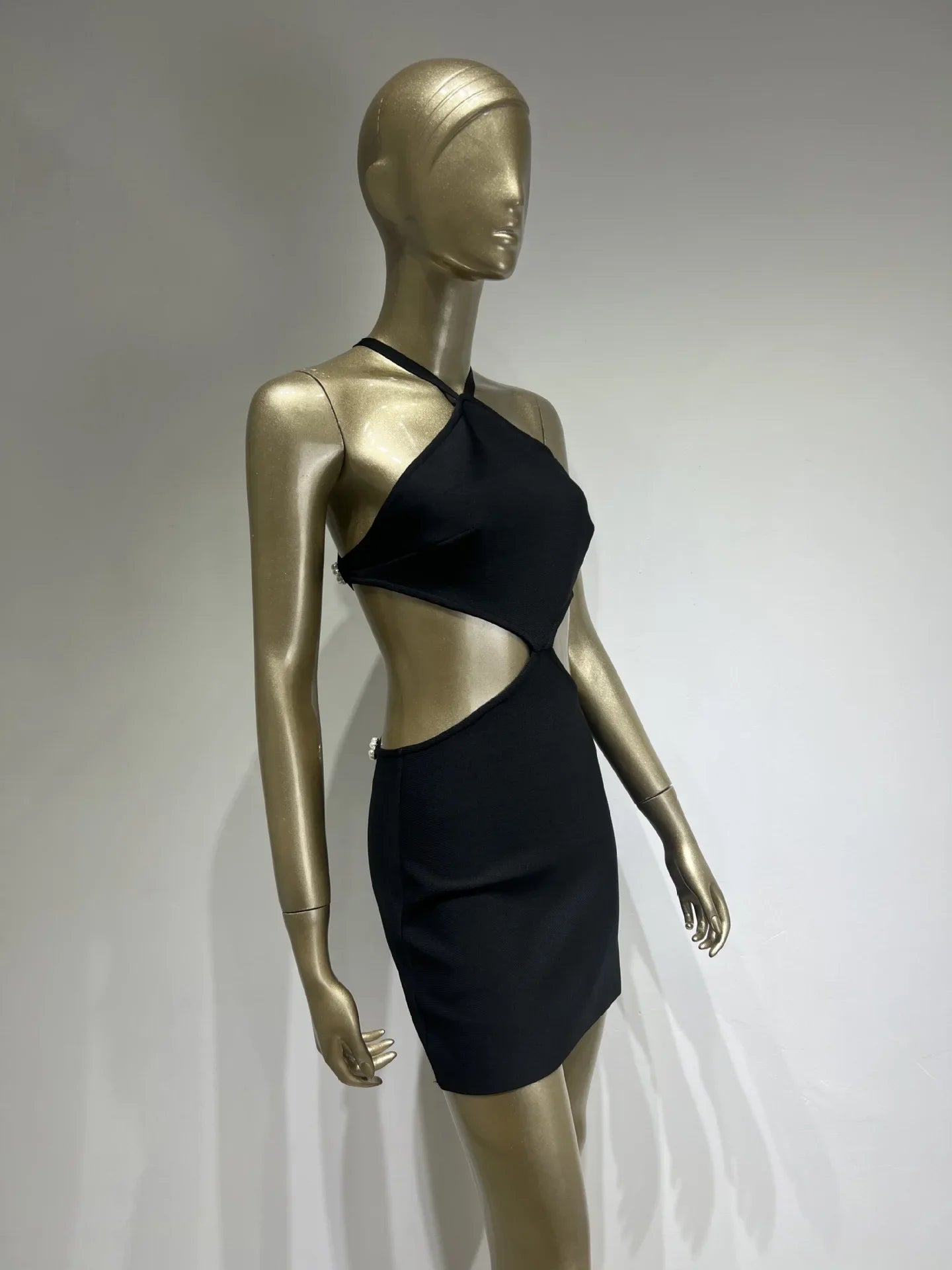 Sexy Black Miniature Black Dress Hot Sale Of The Season New Style Wrap Skirt Super Short Party Gown Diamond Back Hanging Neck Wa