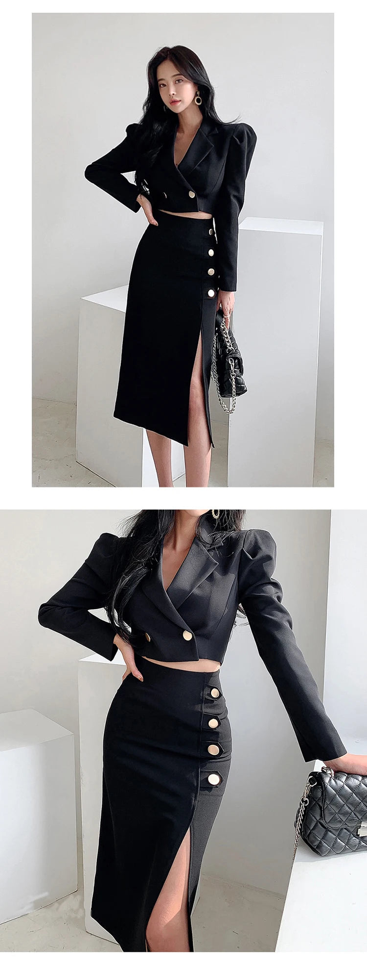 Spring Elegant Black 2 Pieces Outfits