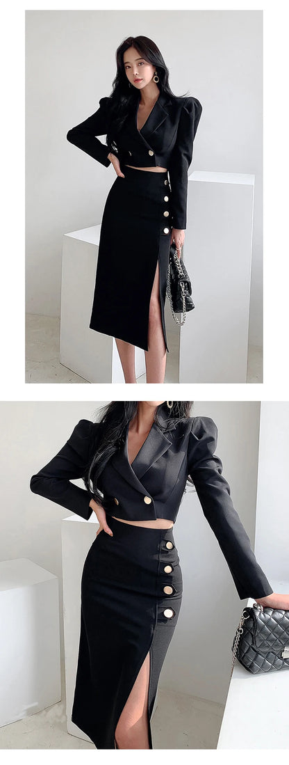 Spring Elegant Black 2 Pieces Outfits