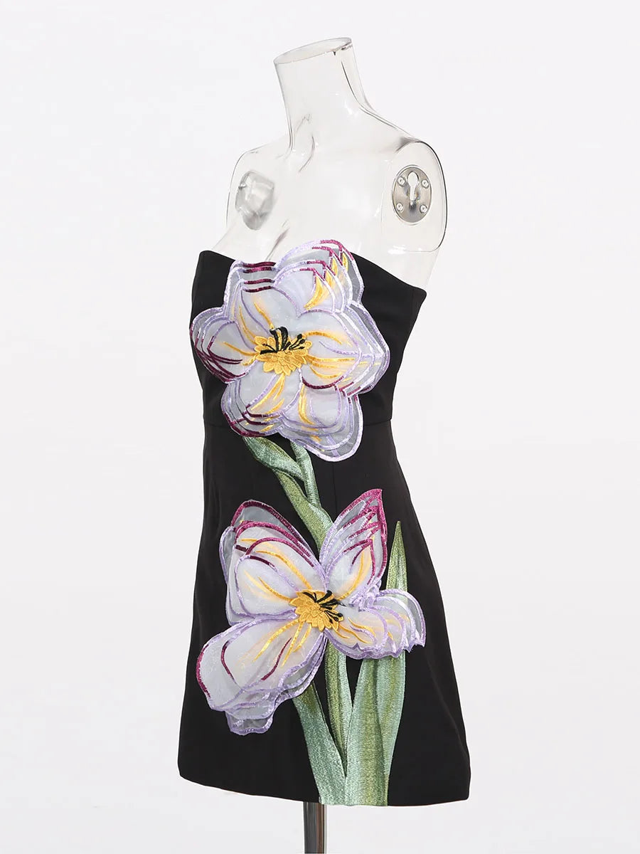 Mini Dresses Strapless floral