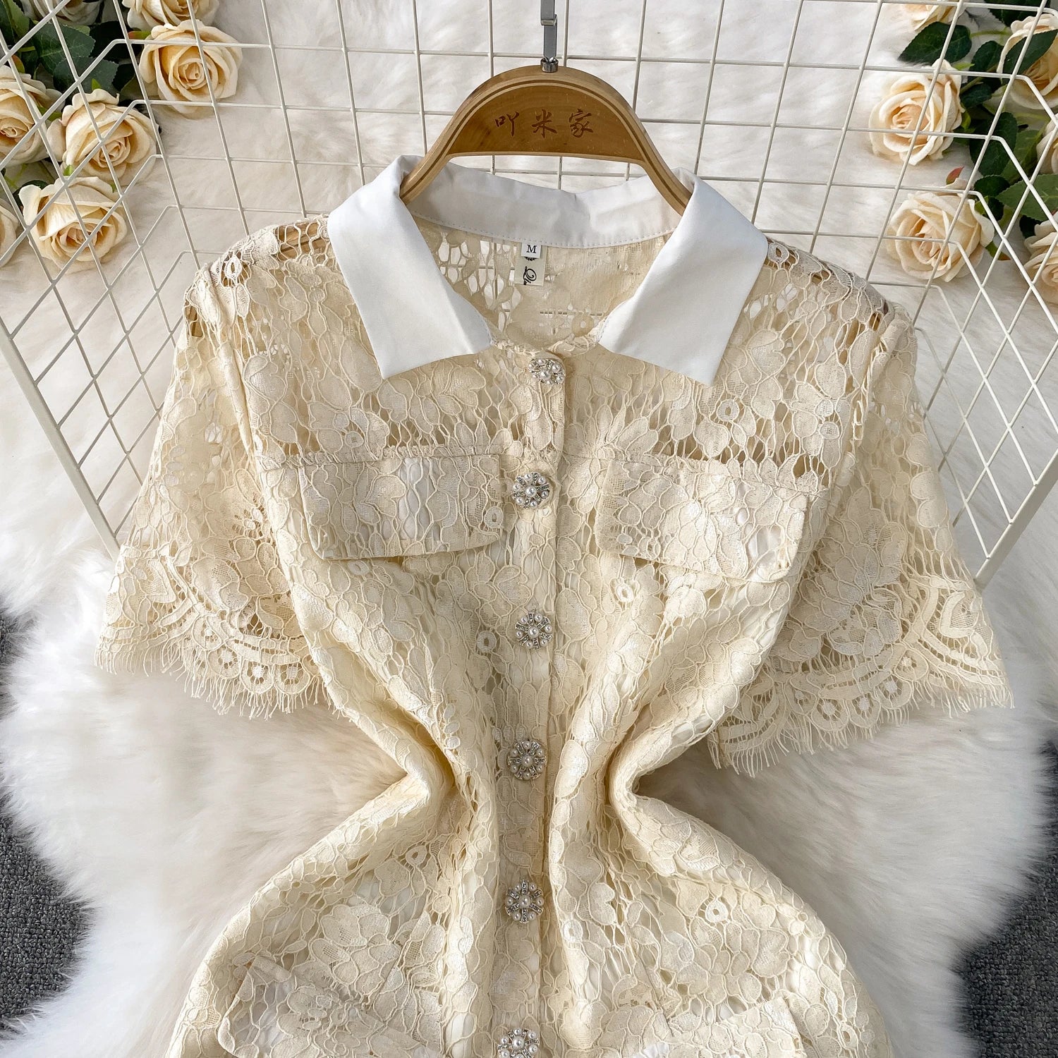 Selfportrait Buttons Diamonds Lace Dress
