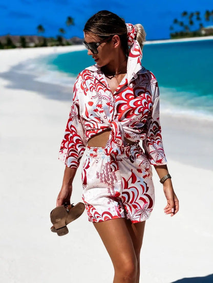 Chic Vintage & Effortless: Printed 2-Piece Short Set