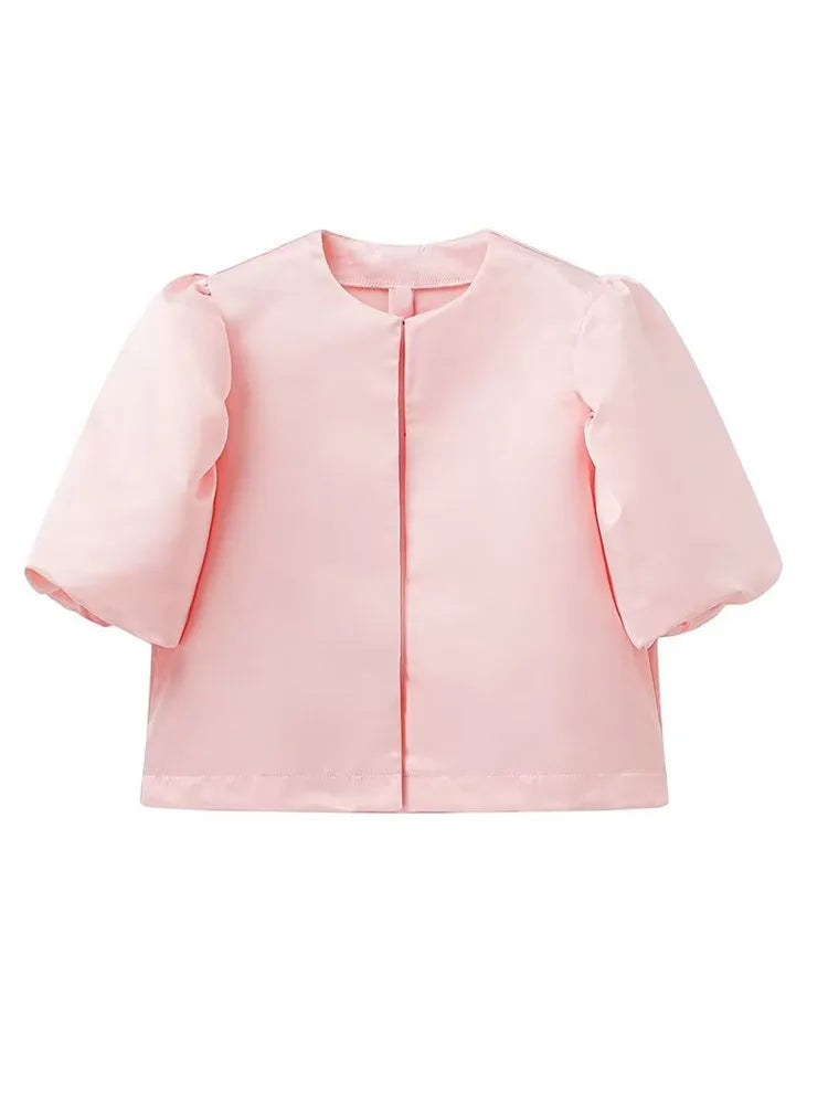 Elegant Button Puff Sleeve Top