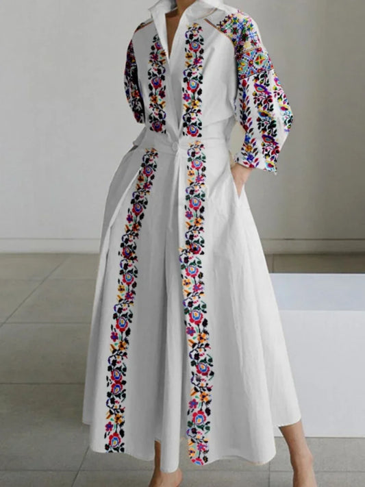 Floral Printed Vintage Shirt Dress