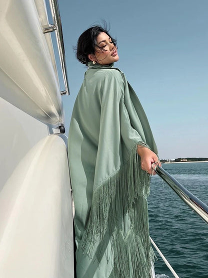 RAmadan Silk Tassel Dress Morocco Kaftan Jalabiya