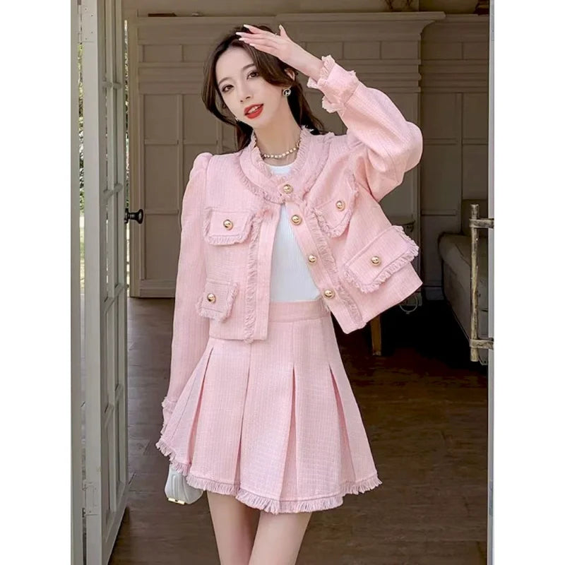 Netflix series dress - his&hers clio tweed mini