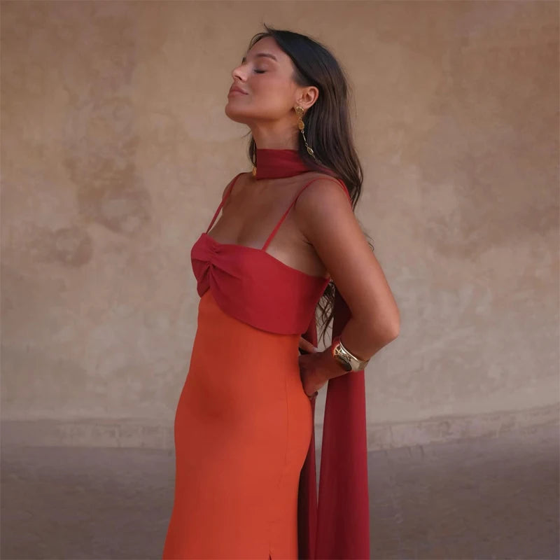 Red orange Scarf Collar