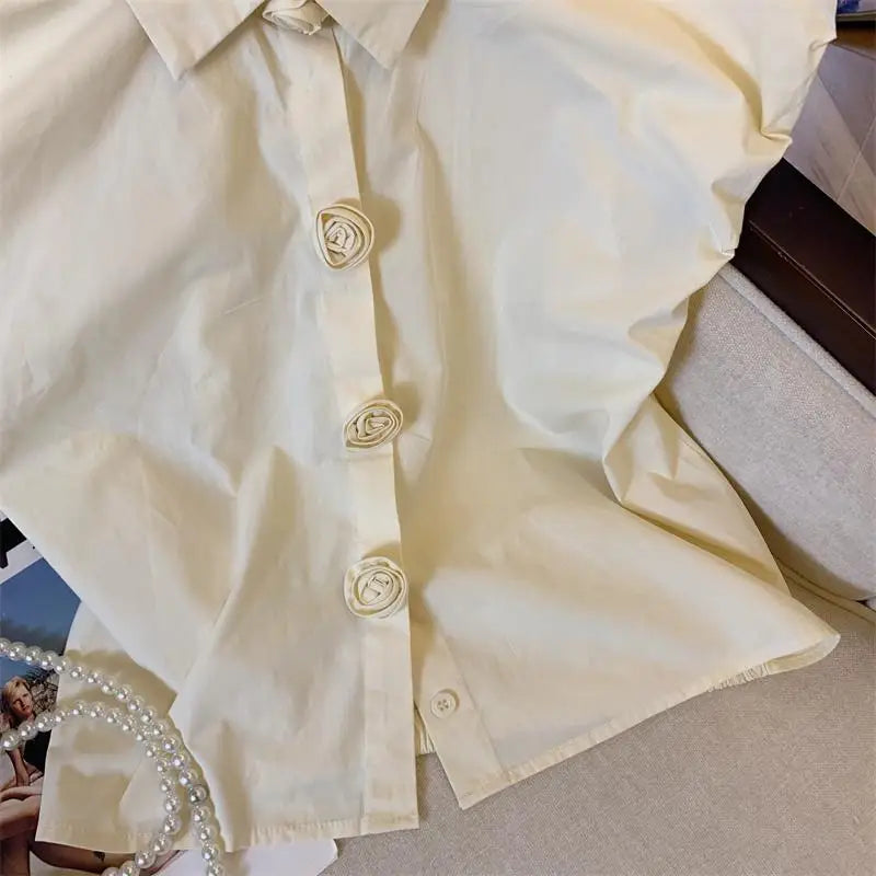 Batwing Button Summer Sweet Korean Fashion