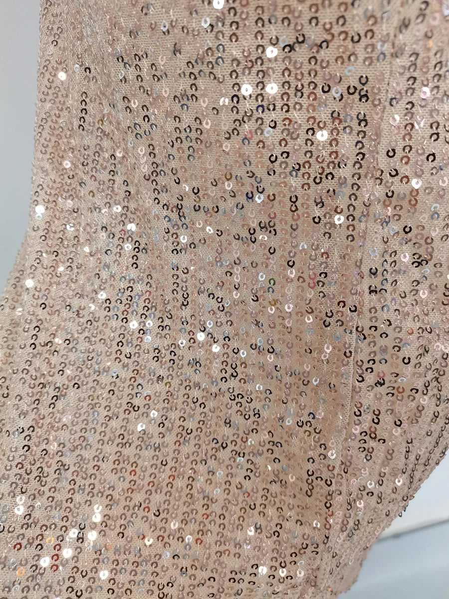 TWOTWINSTYLE Solid Slimming Fashion Dresses for Women Strapless Sleeveless Patchwork Sequins Midi Split Dress Female Clothing