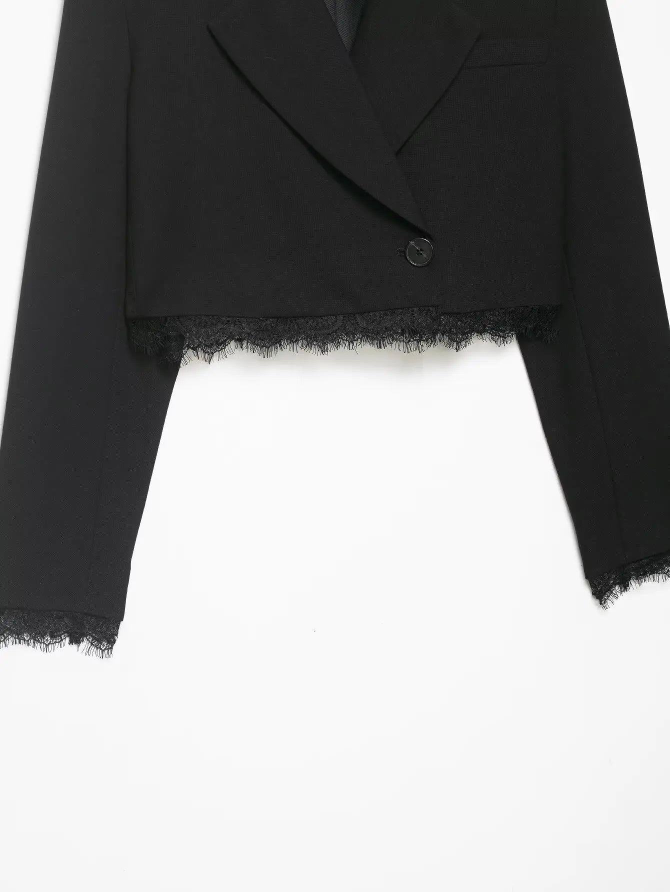 Zara Lace Trim Cropped Blazer Set