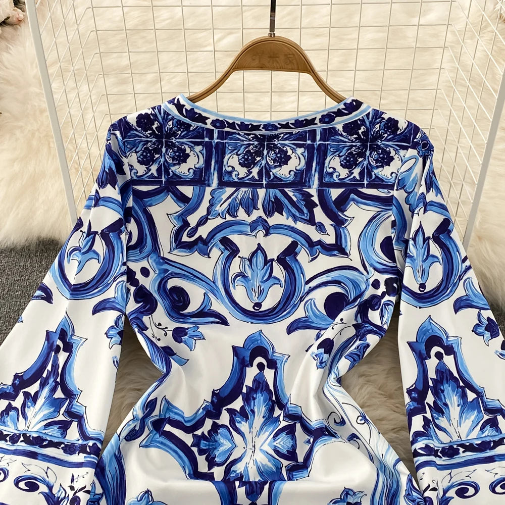 Summer Runway Blue And White Dolce Dress