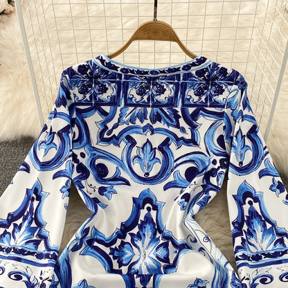 Summer Runway Blue And White Dolce Dress