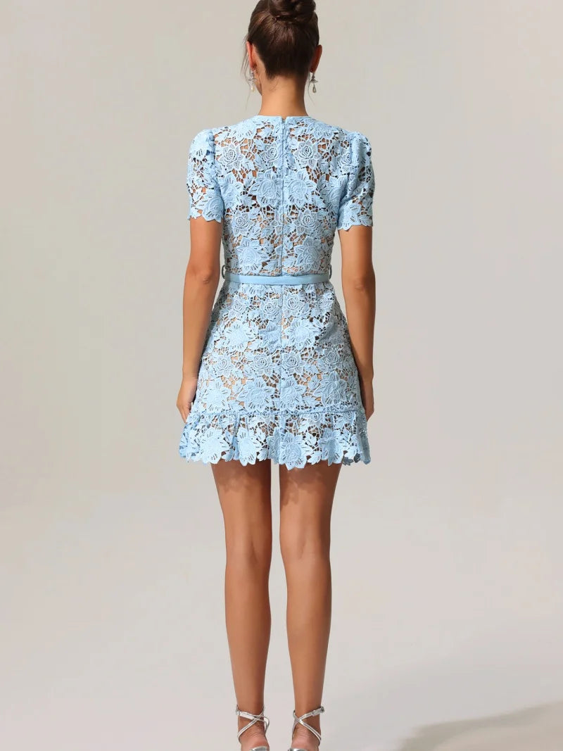 Baby blue Lace self portrait dress