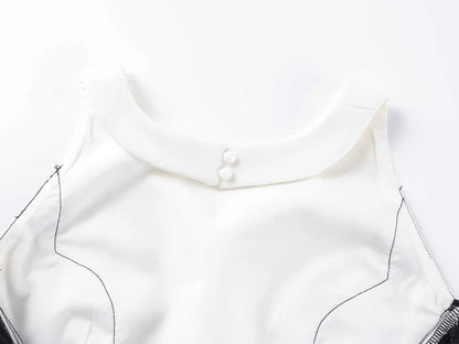 White Black Net Halter Backless