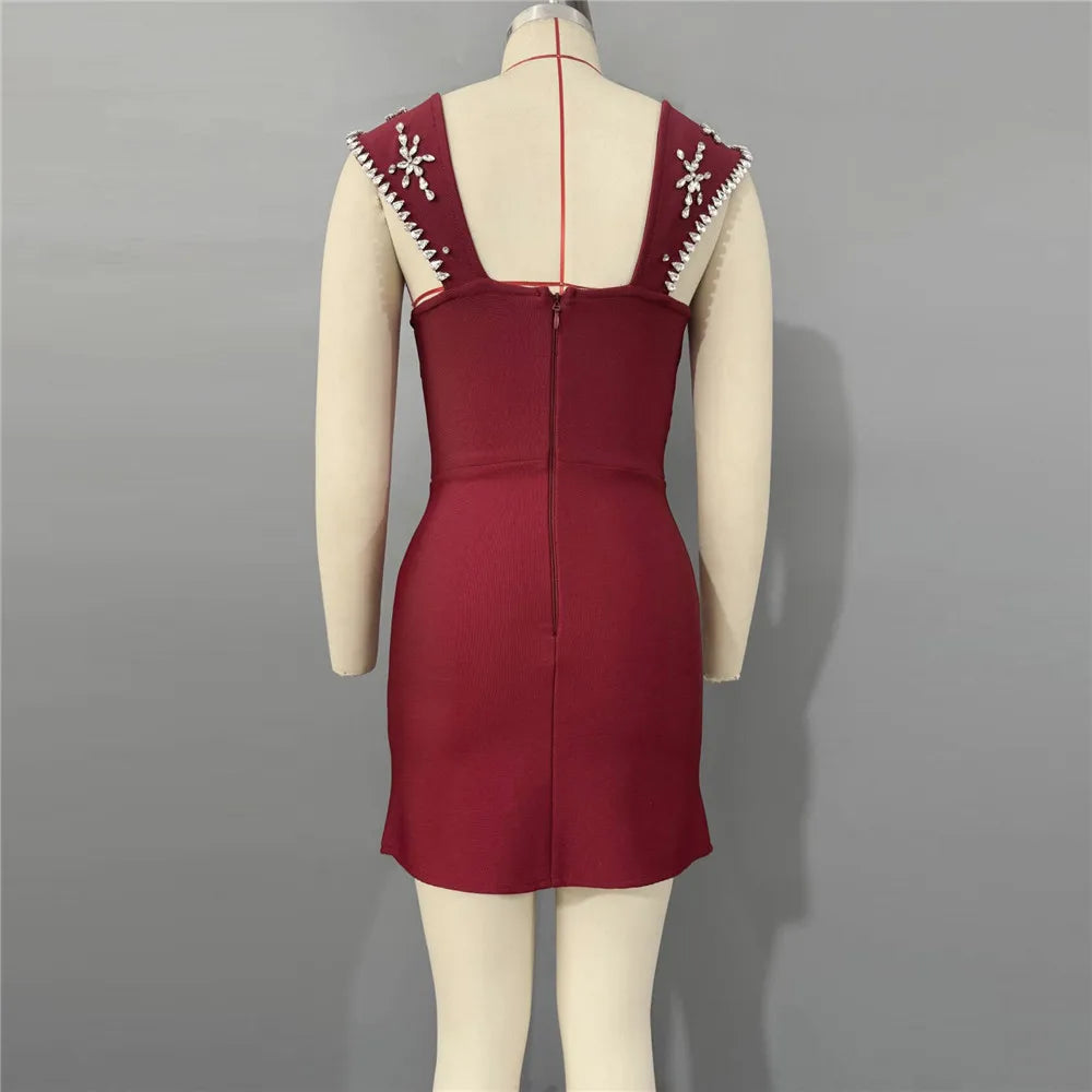 New women's luxurious diamond studded bandage dress sexy socialite banquet party evening dress short skirt medium long skirt